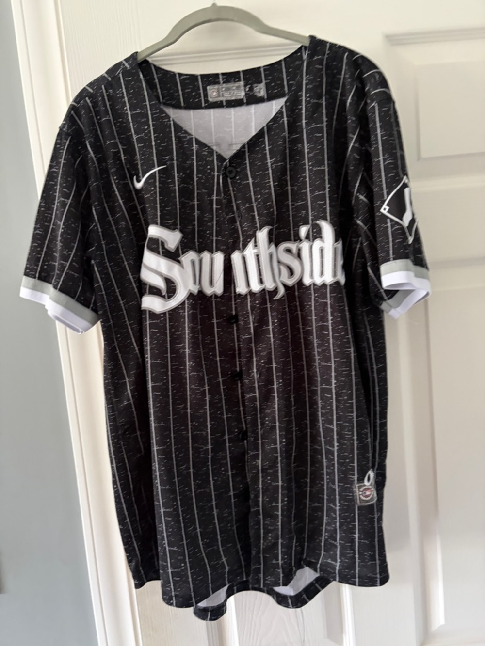 Genuine Merchandise Black Pinstripe Southside Baseball Jersey
